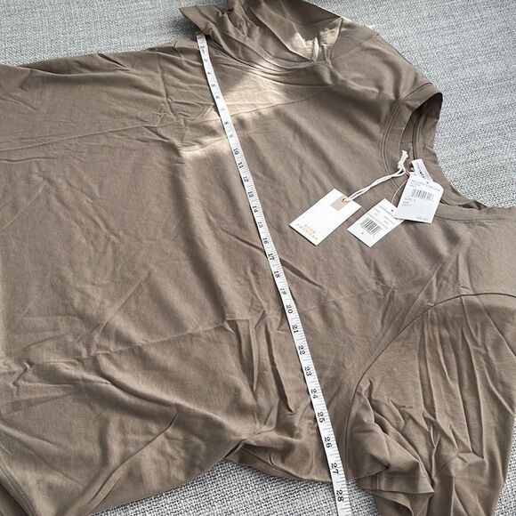 Good American Strong Shoulder Tee Cotton Modal Brindle Size 6 - Picture 4 of 8